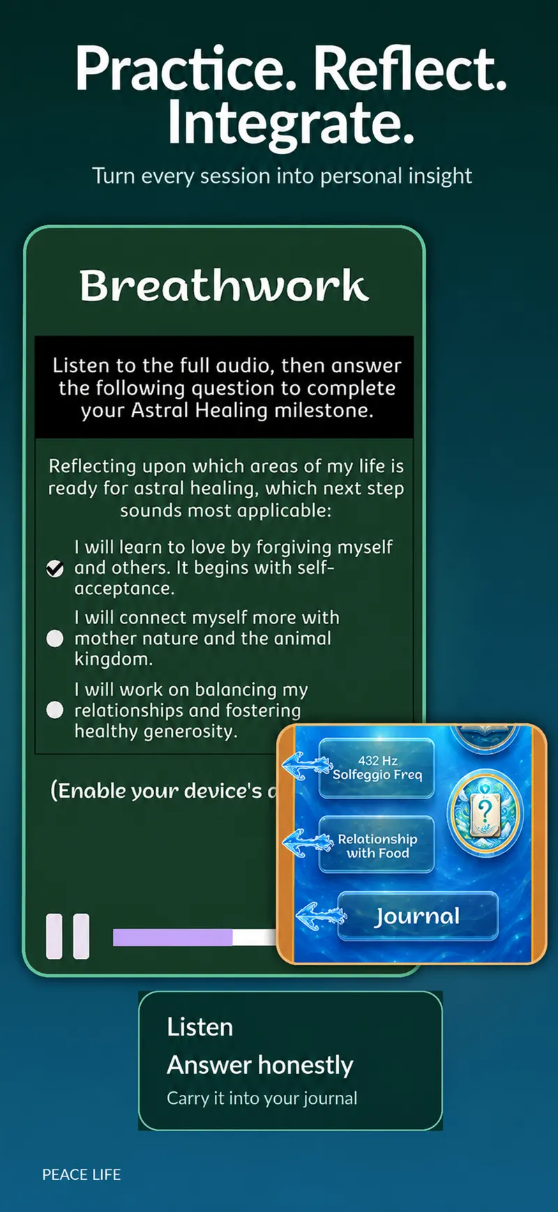 Peace Life practice, reflect, and integrate breathwork session