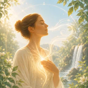 Gentle breathwork energy flowing through the heart and body