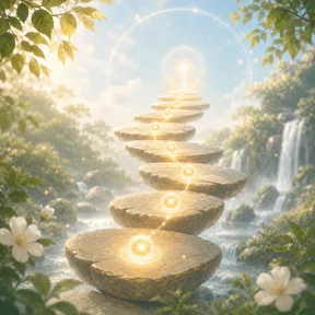 Golden stepping stones representing daily progress and milestones