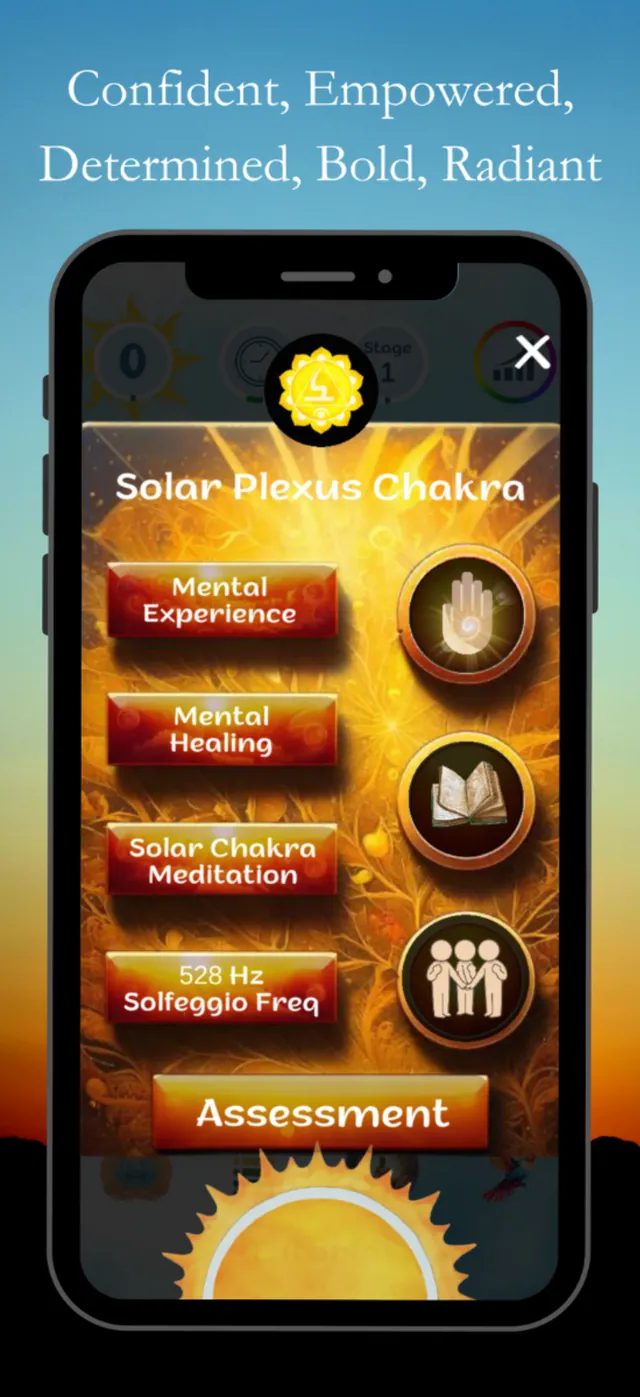 Solar Plexus Chakra screen in the Peace Life app